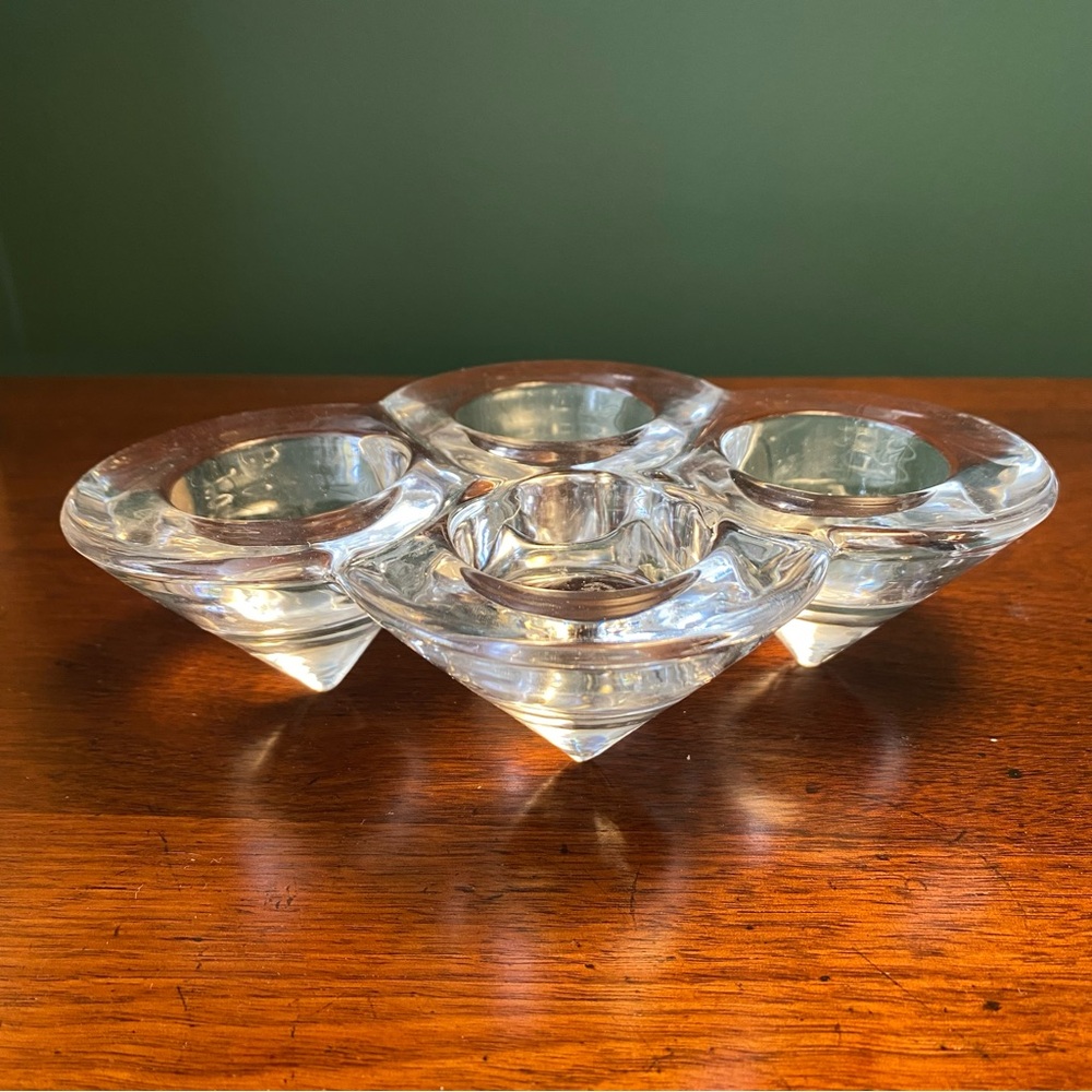 Modern glass four point‎ votive candle tea light holder